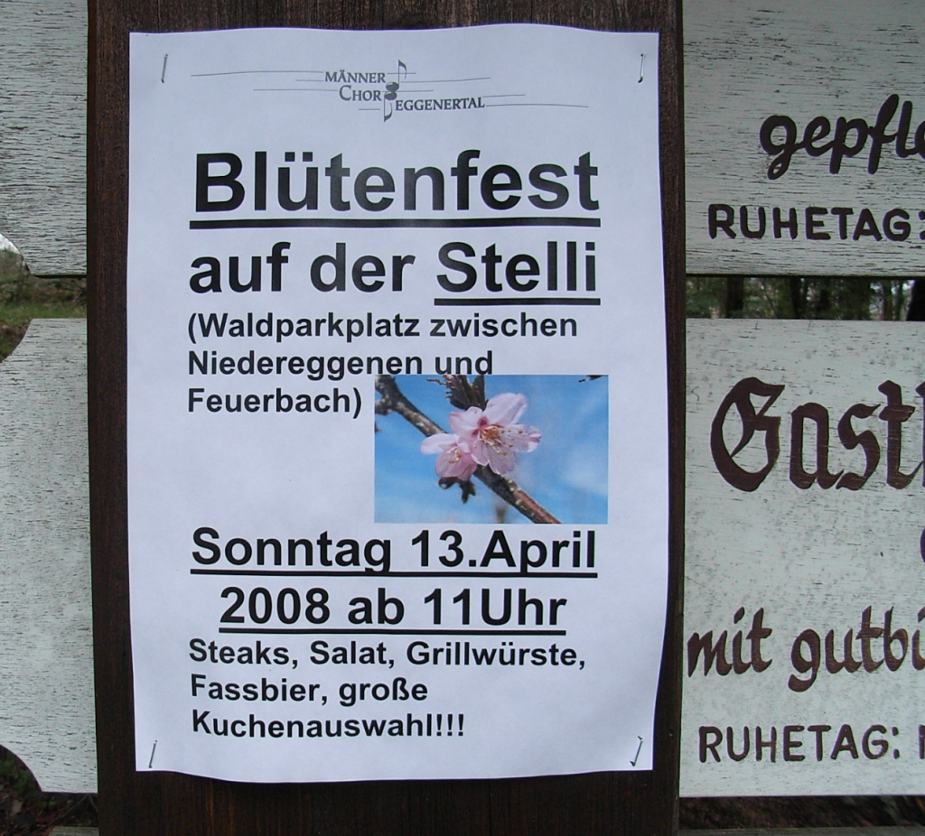 Les Allemands fêtent aussi la nature : une affiche pour une fête locale de la floraison de printemps