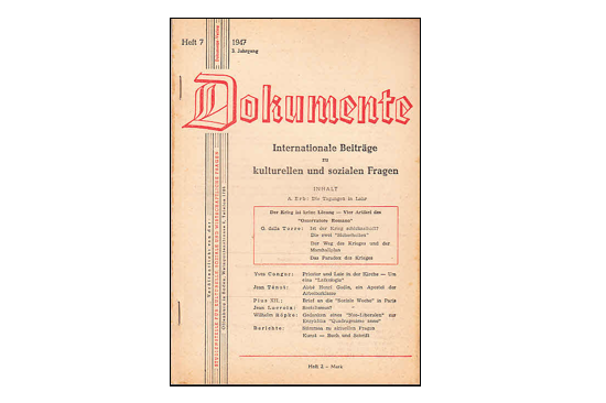 Le Design des premiers Dokumente/Documents (ici le N°7 de 1947 / en version allemande)