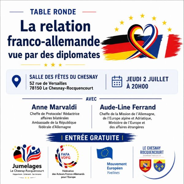 Table ronde du 2 juillet 2026 « La relation franco-allemande vue par des diplomates »